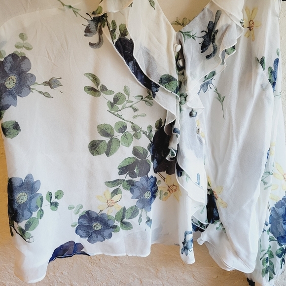 NICHOLAS Blue Rose Cold Shoulder Floral Silk Blouse NWT Size 4 - Picture 13 of 16